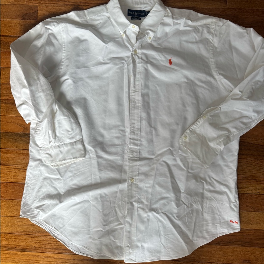 Ralph Lauren Classic Fit White Men's Button Down Shirt 2006, XXL